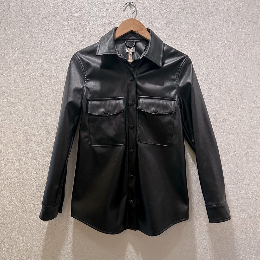 Laundry by Shelli Segal | Trench Coat Double Breast Pocket | Vegan Leather | XS